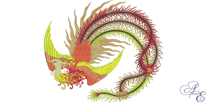 Flaming Phoenix machine embroidery design